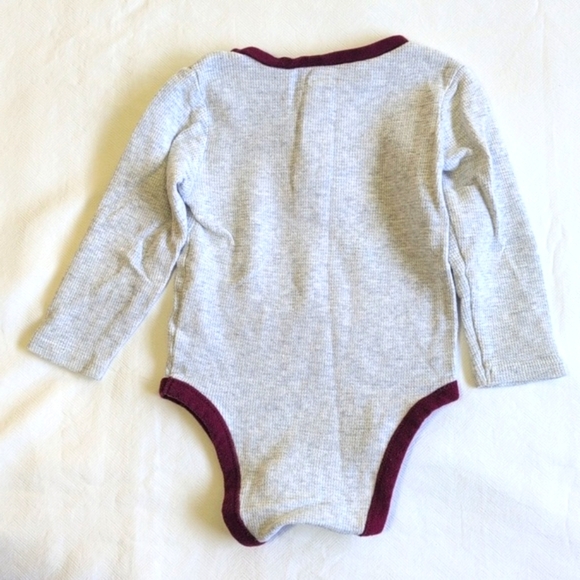 old navy thermal waffle knit henley long sleeve bodysuit 12-18 months baby - Picture 5 of 5